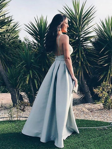 Vestidos de graduación de satén, corte en A, sin mangas, largos hasta el suelo, con tirantes finos y volantes.