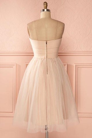 Robe de bal en tulle, coupe trapèze, bustier cœur, longueur genou, PD137