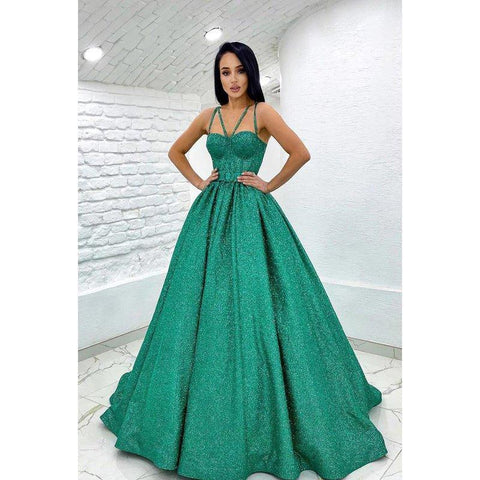 Vestido de fiesta sin mangas con tirantes, cinturón de lentejuelas y corte en A