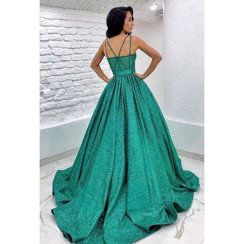 Vestido de fiesta sin mangas con tirantes, cinturón de lentejuelas y corte en A