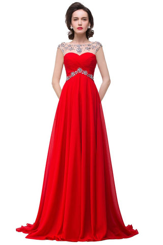 Vestido de noche de gasa con escote corazón y corte en A