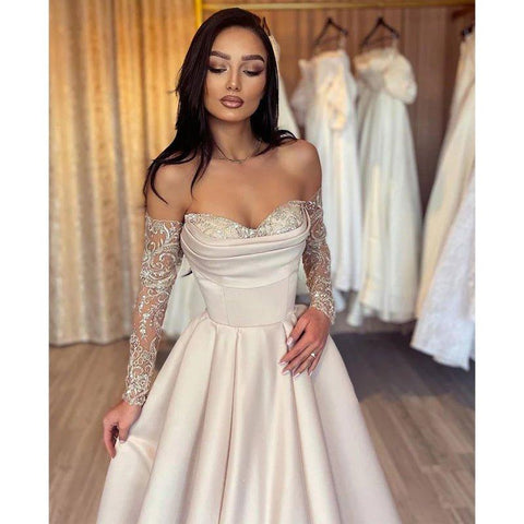 A Line Sweetheart Lace Appliques Long Prom Formal Dress