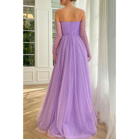 A Line Sweetheart Shawl Lilac Long Prom Dress with Pockets