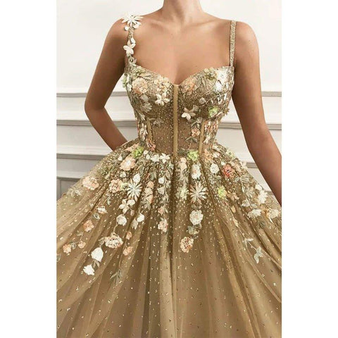 Vestido largo de fiesta de corte A con escote corazón, apliques de tul brillante, vestidos de noche formales 