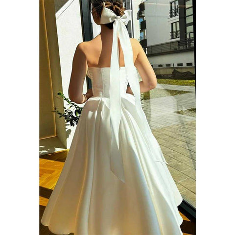 Vestido de fiesta de corte imperio, sin tirantes, corte en A, escote corazón 