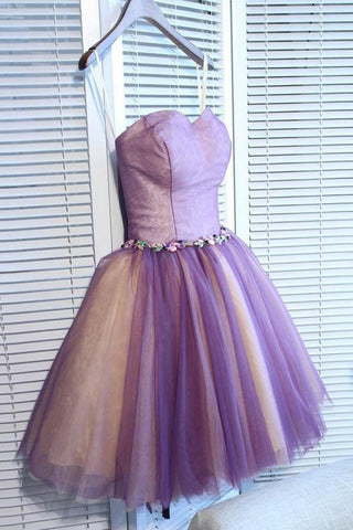 Robe de bal courte en tulle à décolleté cœur et coupe trapèze PD391