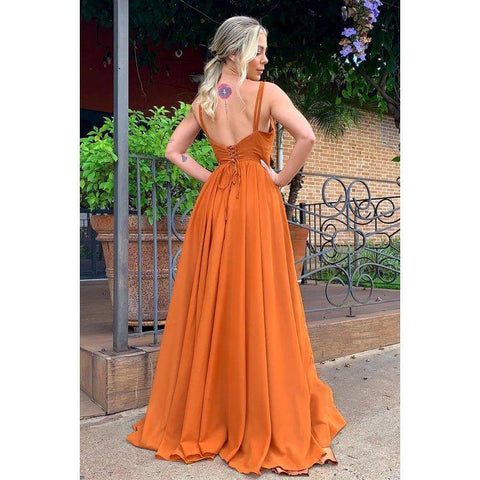 Robe de demoiselle d'honneur en mousseline de soie à col en V et coupe trapèze pour mariage, robe de soirée longue et formelle 