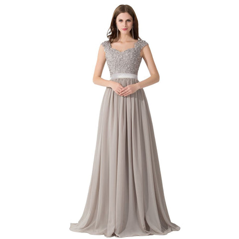 A-line V Neck Chiffon Bridesmaid Dress with Appliques