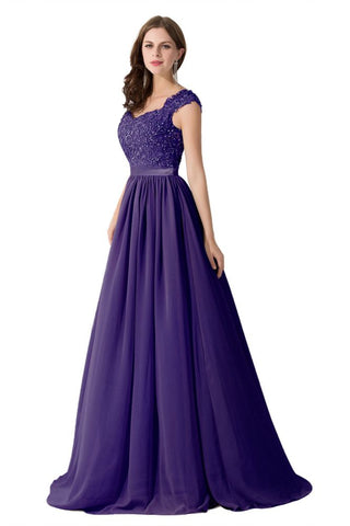 A-line V Neck Chiffon Bridesmaid Dress with Appliques