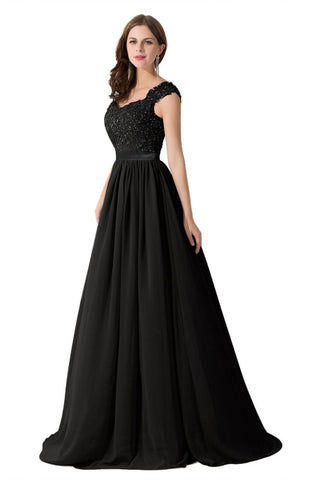 A-line V Neck Chiffon Bridesmaid Dress with Appliques