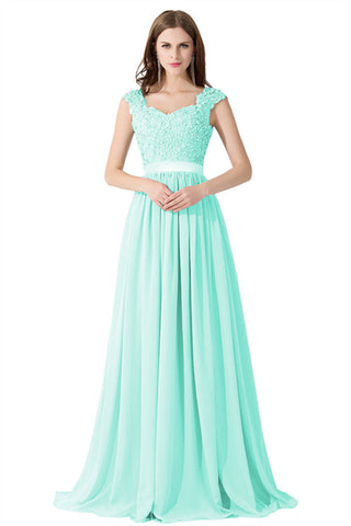 A-line V Neck Chiffon Bridesmaid Dress with Appliques