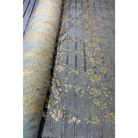 A-line V-neck Spaghetti Sequins Tulle Long Prom Dress with Slit