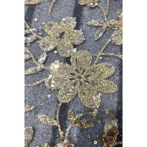 A-line V-neck Spaghetti Sequins Tulle Long Prom Dress with Slit