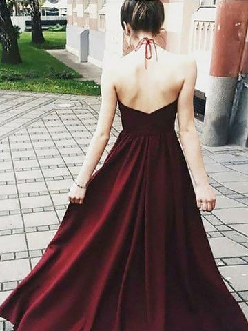 Vestidos de graduación de satén elástico tejido, sin mangas, corte línea A/elegante, con apliques y largo hasta el suelo.