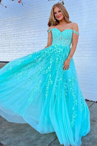 Off the Shoulder Prom Dress with Appliques