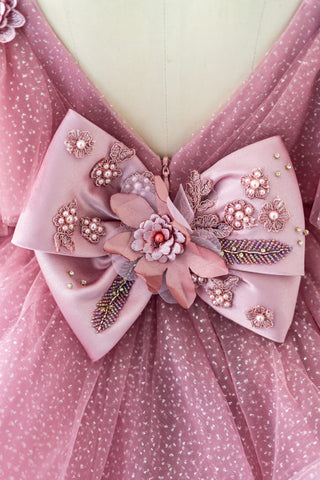 Ball-Gown/Princess Tulle Knee-length Birthday Flower Girl Dress