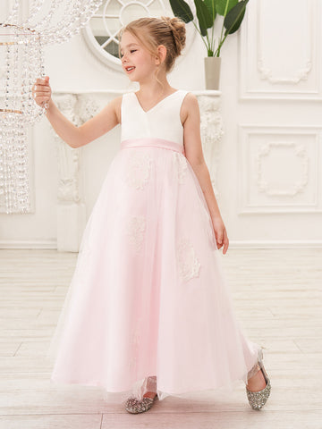 A-line Satin Tulle Ankle-length Pink Dress (2003227111)
