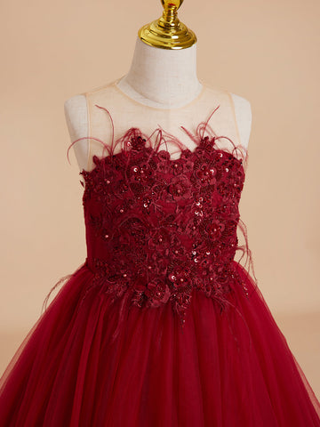 Ball-Gown/Princess Tulle Sweep Train Flower Girl Dress