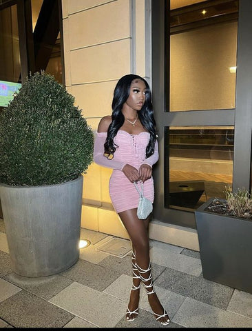 Vestido rosa sexy para fiesta de bienvenida de 18 años para chicas negras Y22