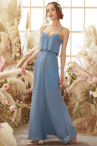 Baby Blue Long Chiffon Bridesmaid Dress
