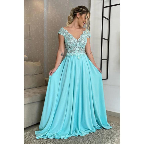 Vestido de noche formal largo de encaje con escote en V y corte A, sexy, de talla grande, para madre de la novia 