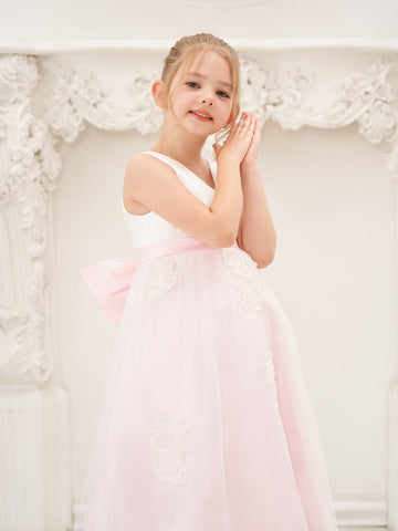 A-line Satin Tulle Ankle-length Pink Dress (2003227111)