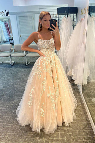Princess Spaghetti Straps Prom Dress