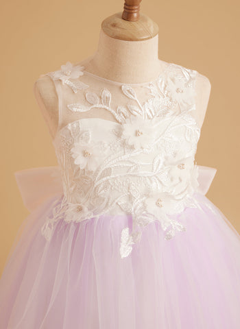 Dream Princess Sleeveless Detachable Train Flower Girl Dress