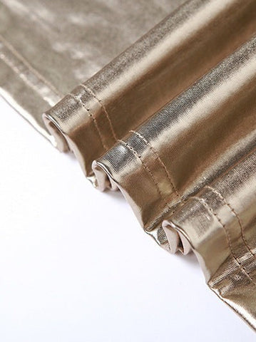 Metallic Coated Deep Neck Backless Evening Dress