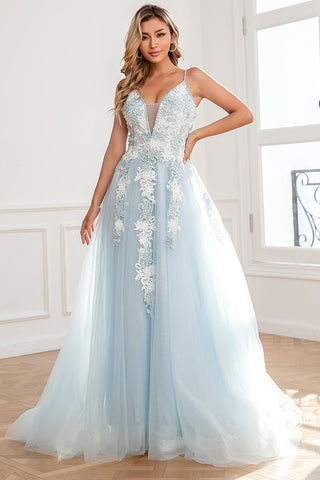 Light Appliques Tulle Prom Dress