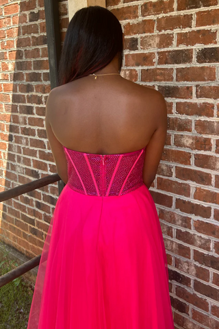 Abysmal | A-Line Strapless Beads Empire-Waist Sleeveless Prom Dress With Slit