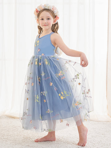 A-line Tulle Ankle-length Blue Dress (2003227598)