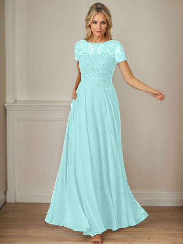 Vestido de gasa azul marino oscuro de corte en A con escote barco y lentejuelas 