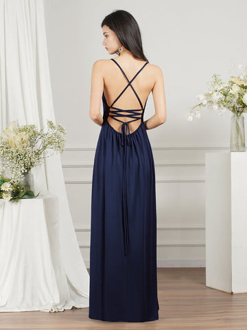 Affordable V-Neck Straps Chiffon Bridesmaid Dresses