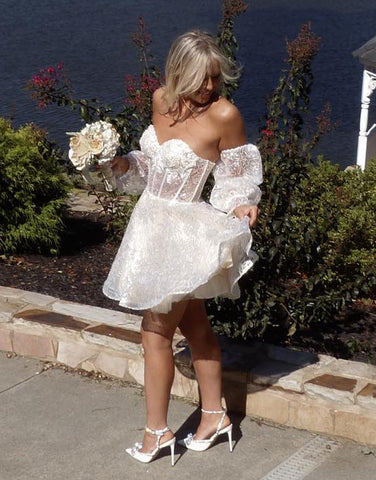 Vestido de fiesta de línea A con escote corazón