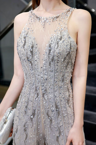 Amazing Illusion High Neck See-through Party Jumpsuit Sleeveless Prom Wear