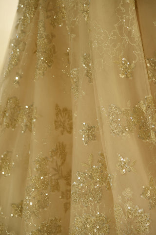 Amazing Princess Lace-up Sparkly Beading Tulle Ivory Princess Wedding Dress