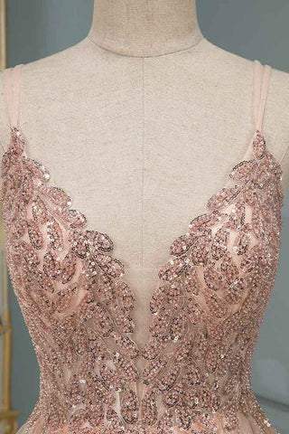 Amazing Sequins Long Evening Prom Dress Floor Length V-Neck