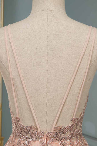 Amazing Sequins Long Evening Prom Dress Floor Length V-Neck