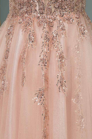 Amazing Sequins Long Evening Prom Dress Floor Length V-Neck