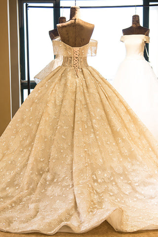 Amazing Strapless Cap sleeves Lace appliques Wedding Dress