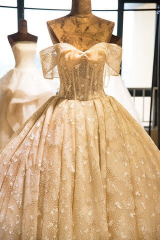 Amazing Strapless Cap sleeves Lace appliques Wedding Dress