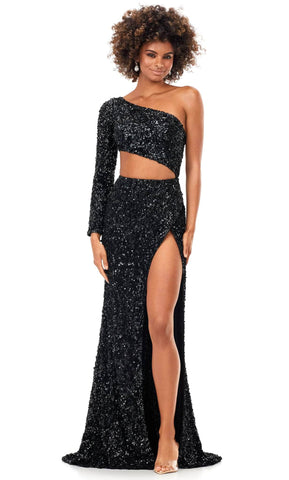 Sequin One Sleeve Evening Gown