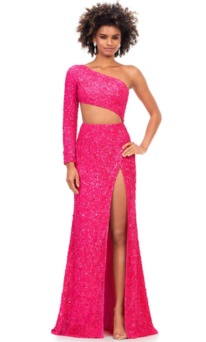 Sequin One Sleeve Evening Gown