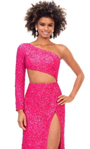 Sequin One Sleeve Evening Gown
