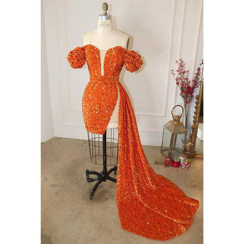 Robe de bal scintillante à paillettes et manches courtes et col en V pour filles noires