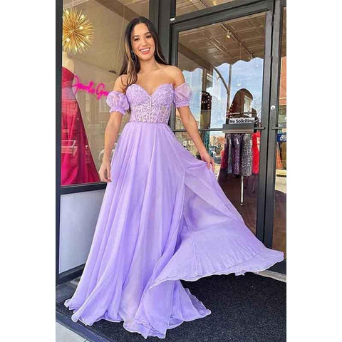 Vestido de fiesta largo sin tirantes con escote corazón, apliques de encaje y mangas desmontables