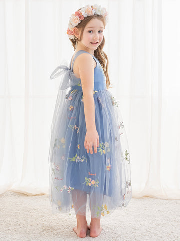 A-line Tulle Ankle-length Blue Dress (2003227598)