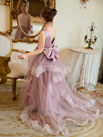 Ball-Gown/Princess Satin Tulle Floor-length Flower Girl Dress