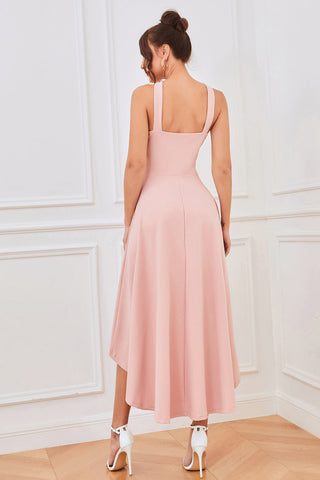 A Line Halter High Low Homecoming Dress
